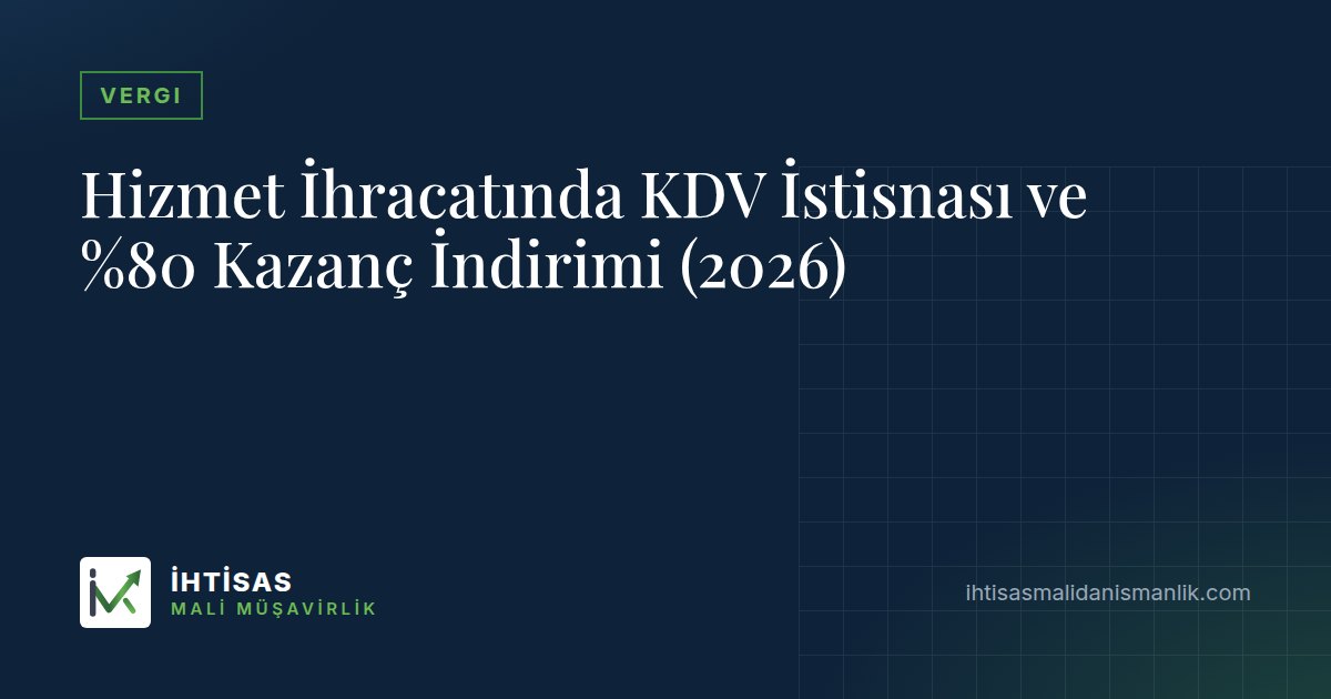 Hizmet İhracatında KDV İstisnası ve %80 Kazanç İndirimi (2026) – İhtisas Mali Müşavirlik